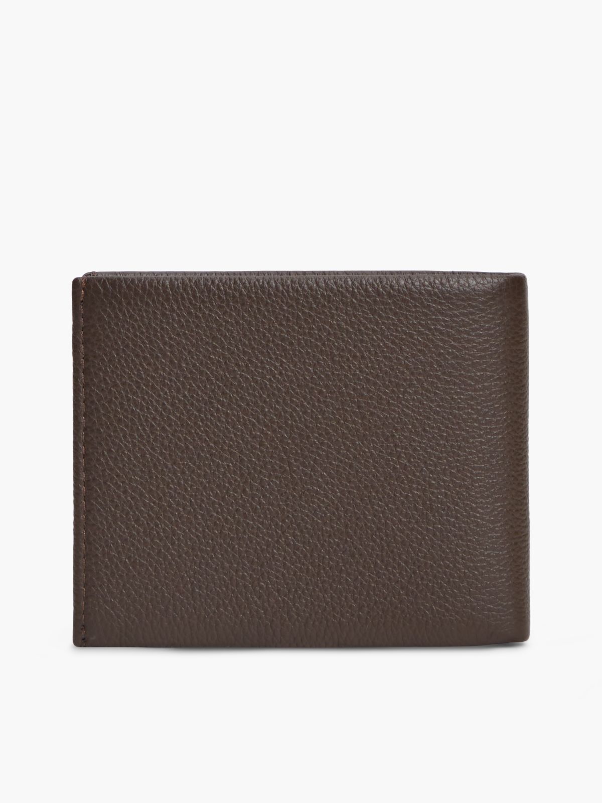Pebbled Leather Bifold Wallet — Brown