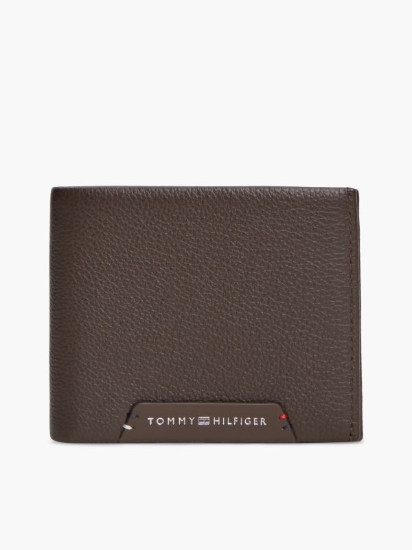 Pebbled Leather Bifold Wallet — Brown