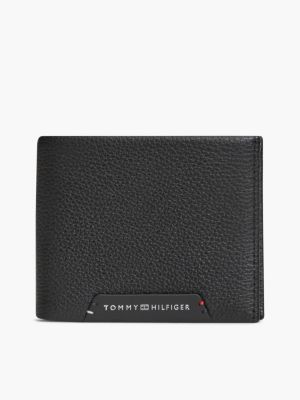 Pebbled Leather Bifold Wallet, Black
