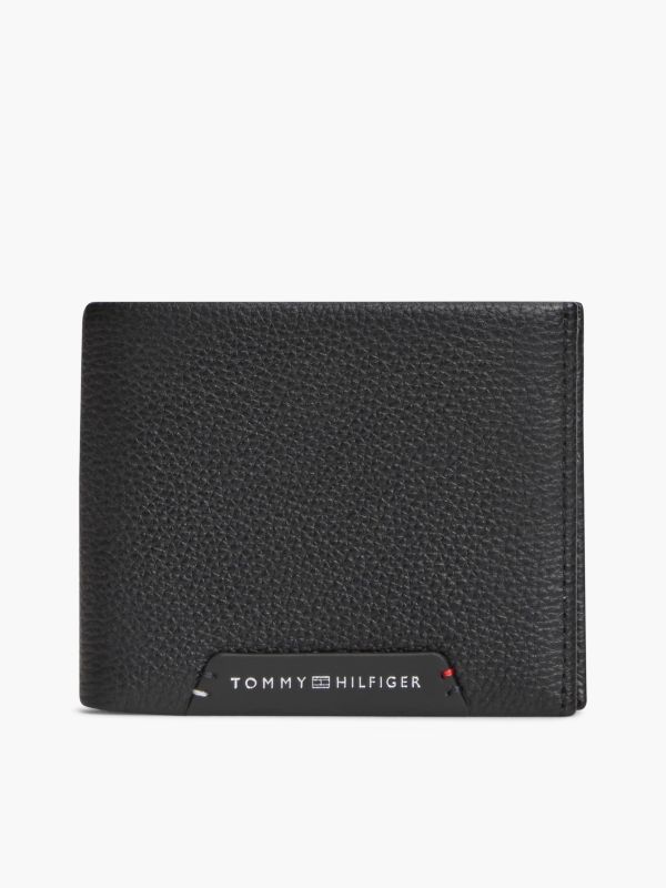 Pebbled Leather Bifold Wallet — Black