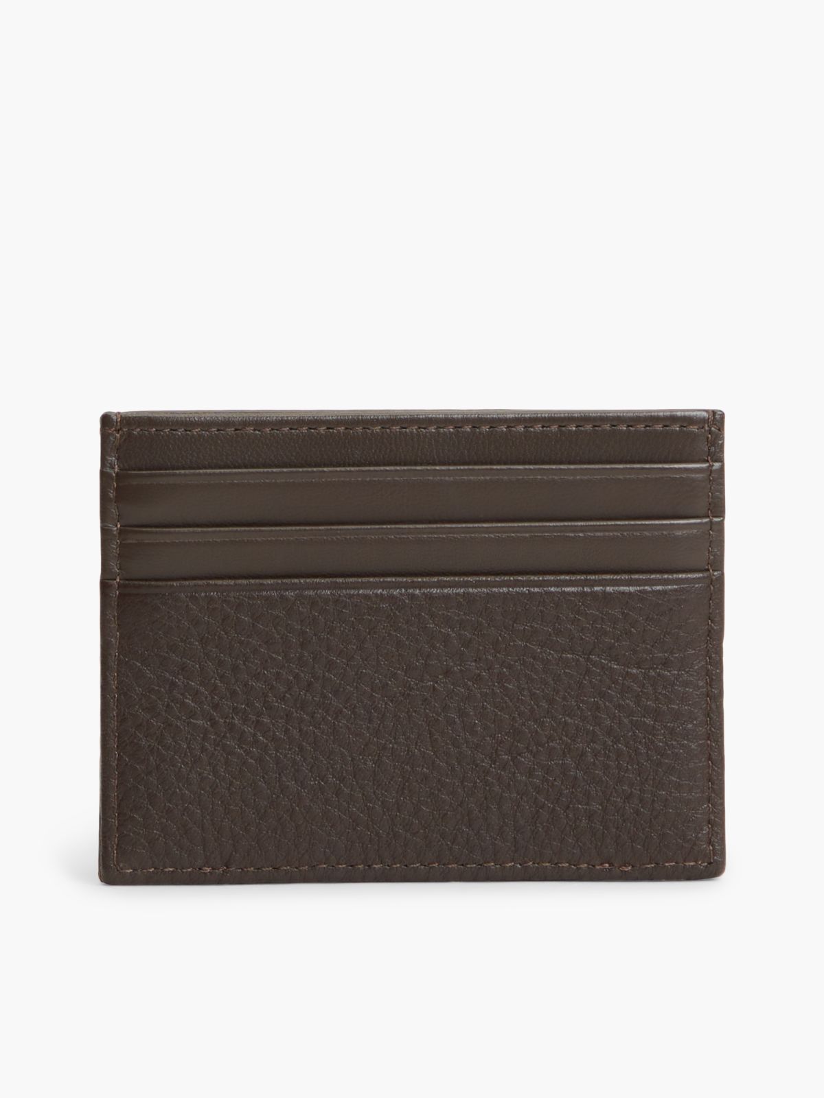 Pebbled Leather Card Holder — Brown