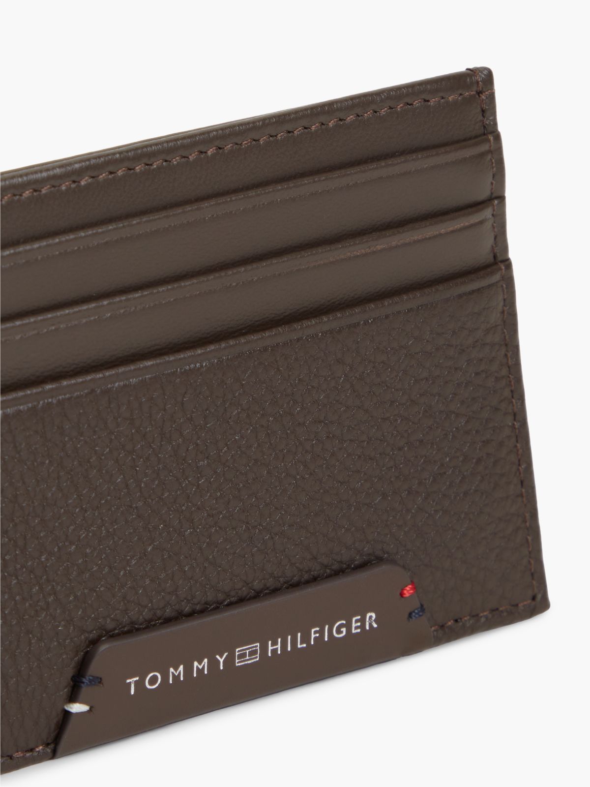 Pebbled Leather Card Holder — Brown