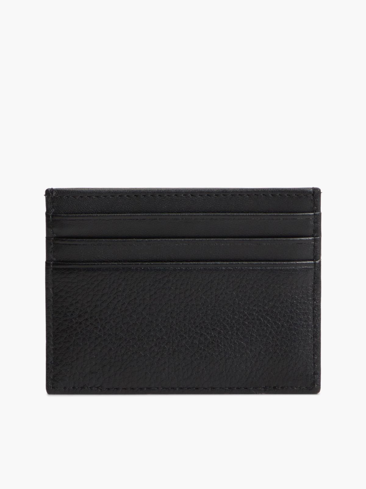 Pebbled Leather Card Holder — Black