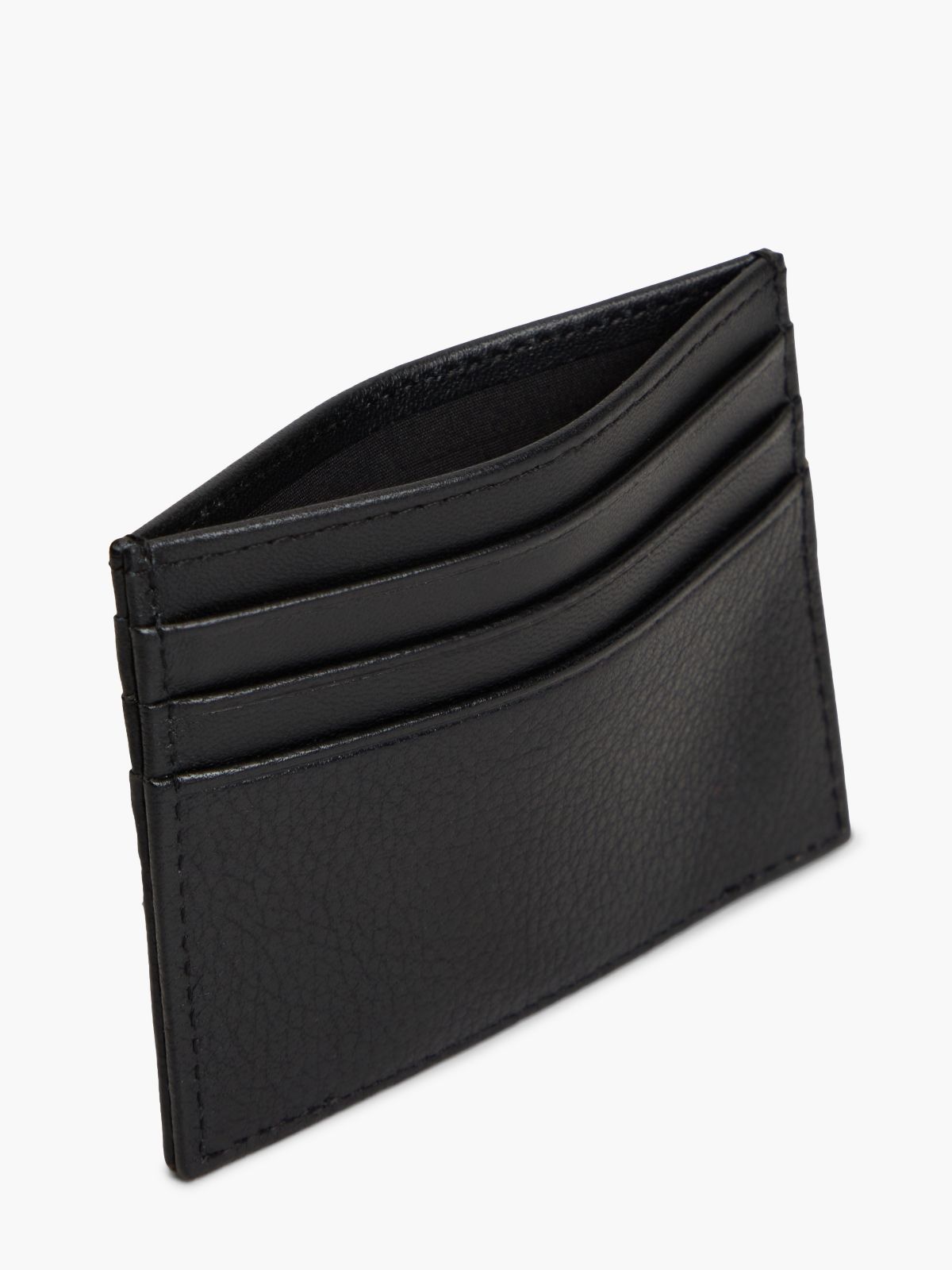 Pebbled Leather Card Holder — Black