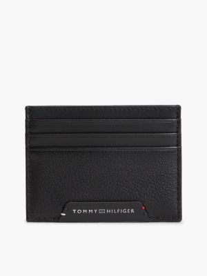 Pebbled Leather Card Holder, Black