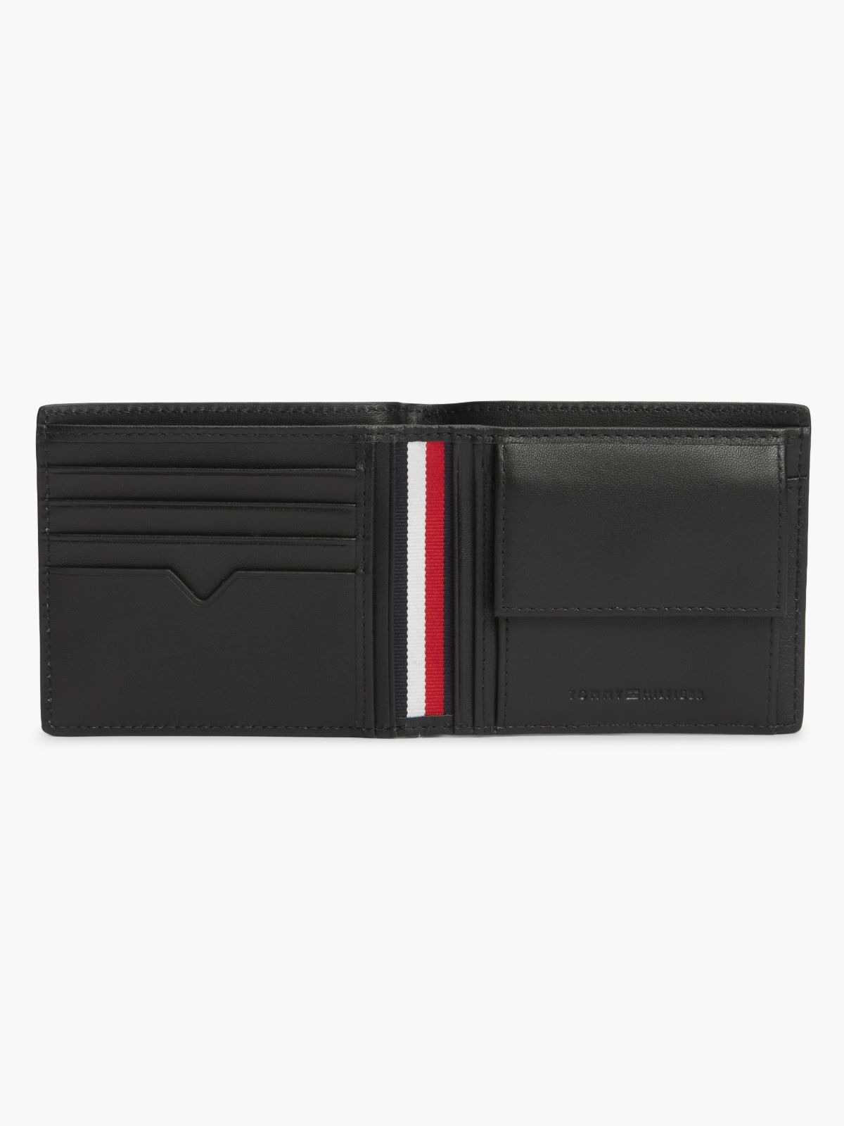 Textured Leather Card & Coin Wallet — Black