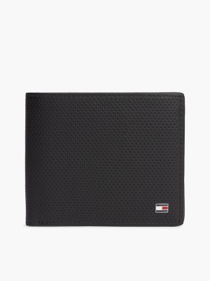 Textured Leather Card & Coin Wallet, Black