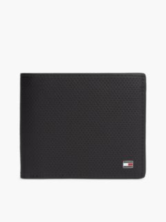 Textured Leather Card & Coin Wallet — Black 1