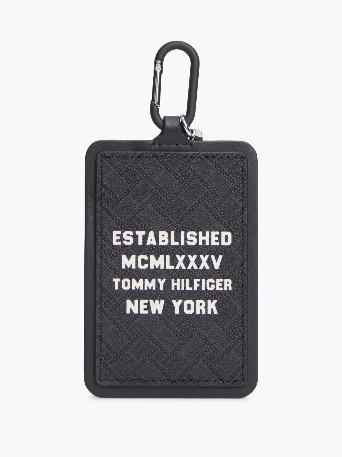 Embossed Leather Keychain Card Holder — Black