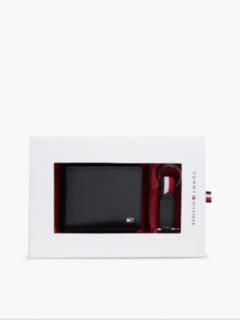 Leather Wallet & Keychain Gift Set — Navy Blue 1