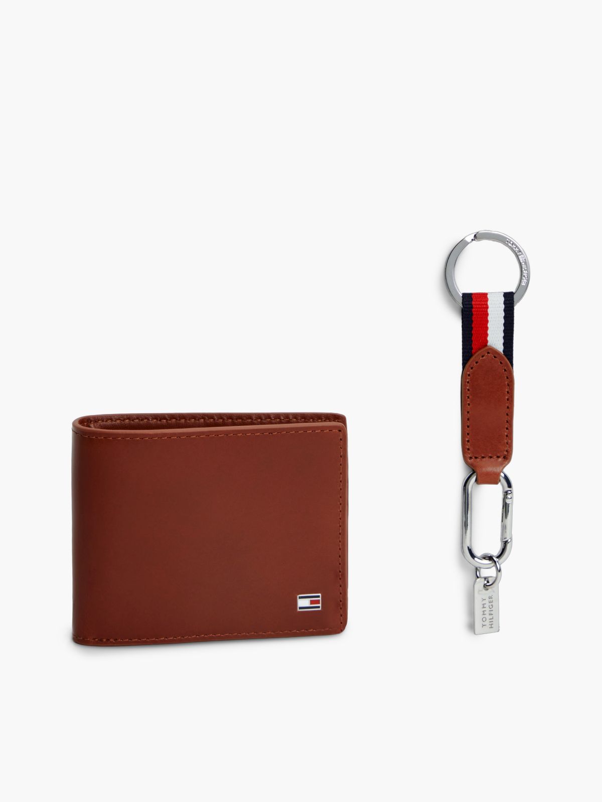 Leather Wallet & Keychain Gift Set — Winter Cognac