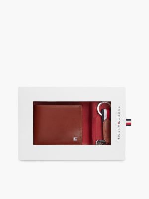Leather Wallet & Keychain Gift Set, Winter Cognac