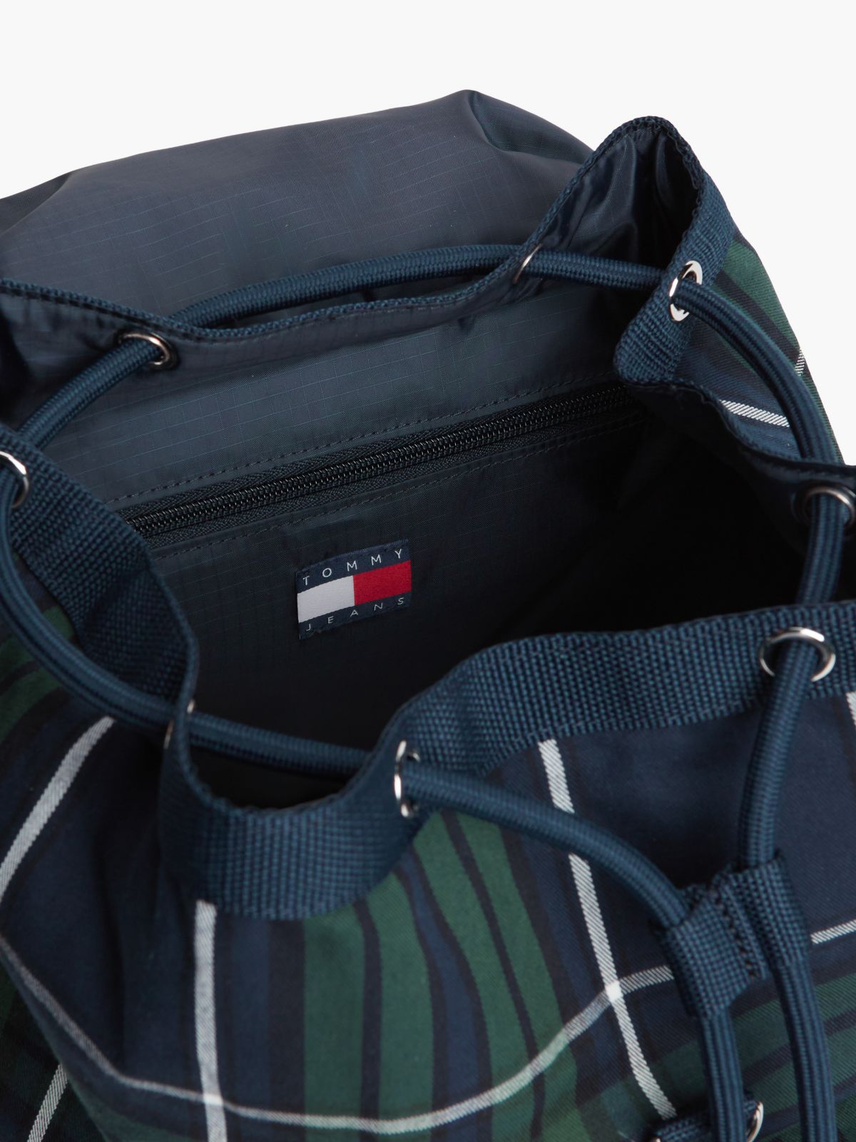 Tommy Jeans Archive Logo Plaid Backpack — Green Archive Check