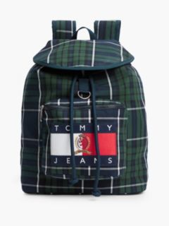 Tommy Jeans Archive Logo Plaid Backpack — Green Archive Check 1