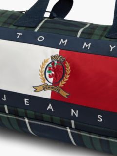 Tommy Jeans Archive Logo Plaid Duffel Bag — Green Archive Check 5