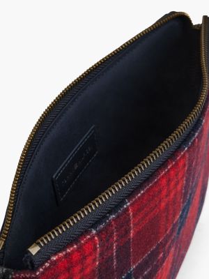Мужская сумка Tommy Hilfiger Plaid Wool-Blend Zip Wristlet, цвет: Клетчатый красный / Космический синий — фото 3