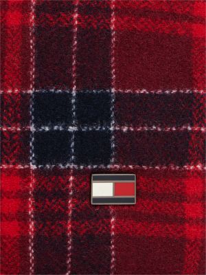Мужская сумка Tommy Hilfiger Plaid Wool-Blend Zip Wristlet, цвет: Клетчатый красный / Космический синий — фото 4