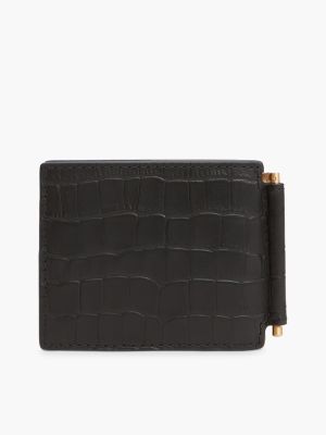 Мужской кошелёк Tommy Hilfiger Croc-Embossed Leather Bifold Wallet, цвет: Чёрный — фото 2