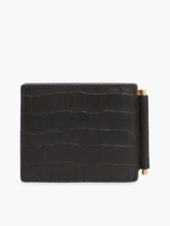 Croc-Embossed Leather Bifold Wallet — Black 2