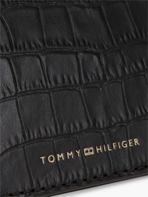 Мужской кошелёк Tommy Hilfiger Croc-Embossed Leather Bifold Wallet, цвет: Чёрный — фото 4