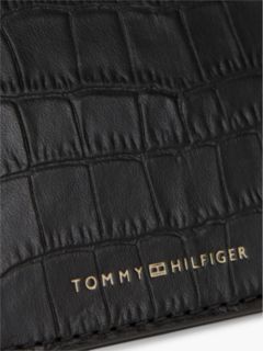 Croc-Embossed Leather Bifold Wallet — Black 4