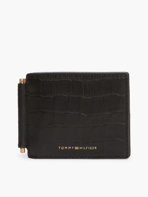 Мужской кошелёк Tommy Hilfiger Croc-Embossed Leather Bifold Wallet, цвет: Чёрный