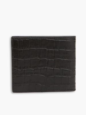 Мужской кошелёк Tommy Hilfiger Croc-Embossed Leather Card & Coin Wallet, цвет: Чёрный — фото 2