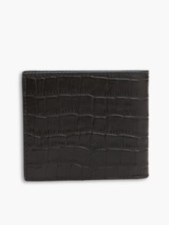 Croc-Embossed Leather Card & Coin Wallet — Black 2