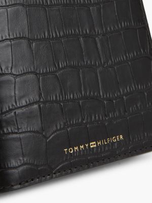 Мужской кошелёк Tommy Hilfiger Croc-Embossed Leather Card & Coin Wallet, цвет: Чёрный — фото 4