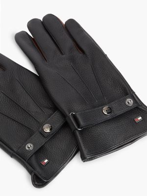 Мужские перчатки Tommy Hilfiger Pebbled Leather Glove, цвет: Чёрный / Зимний коньячный — фото 2