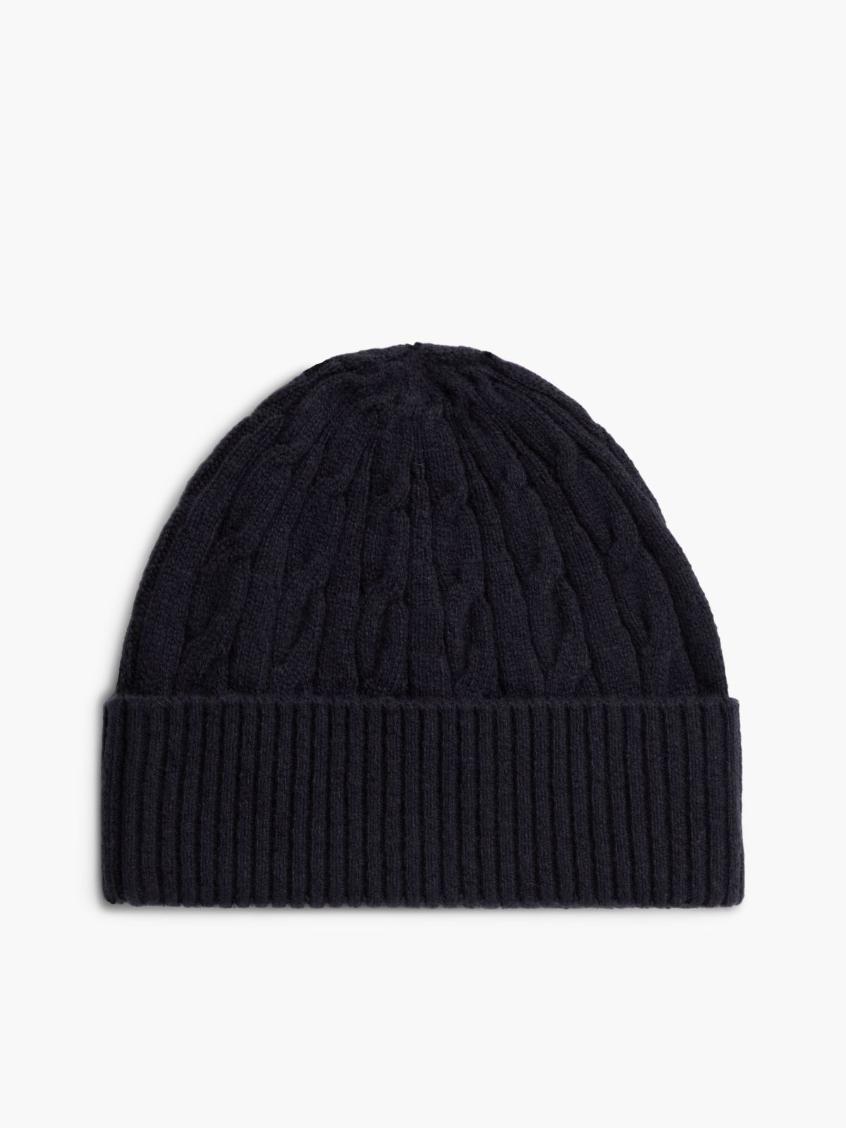 Cable Knit Wool-Blend Beanie — Space Blue