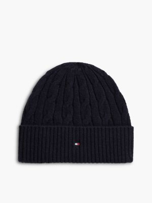 Cable Knit Wool-Blend Beanie, Space Blue