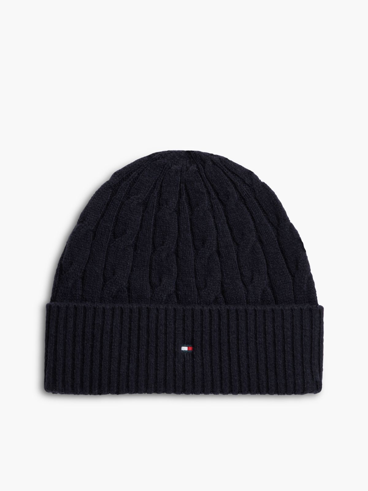 Cable Knit Wool-Blend Beanie — Space Blue