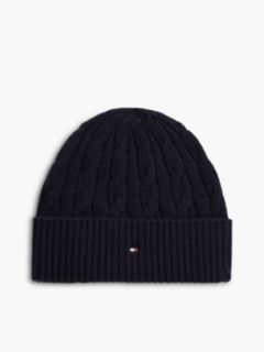 Cable Knit Wool-Blend Beanie — Space Blue 1