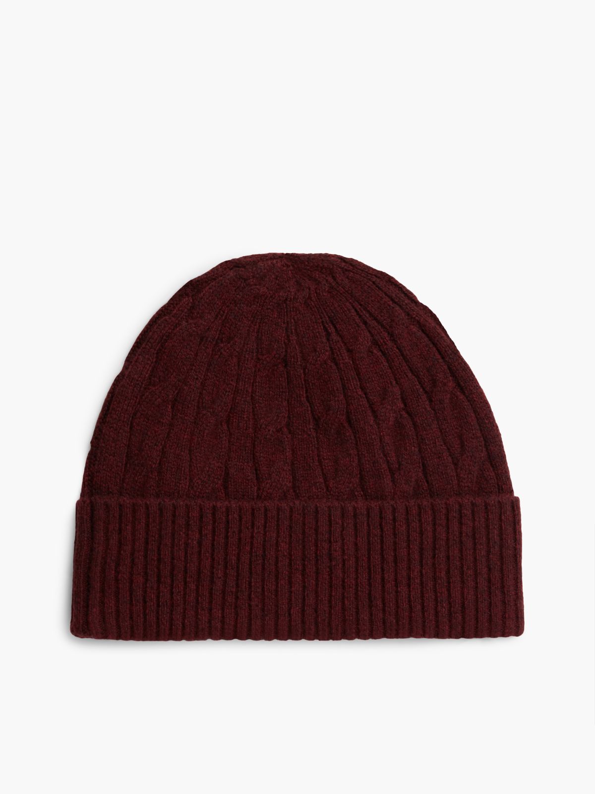 Cable Knit Wool-Blend Beanie — Deep Burgundy