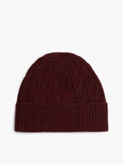 Cable Knit Wool-Blend Beanie — Deep Burgundy 2