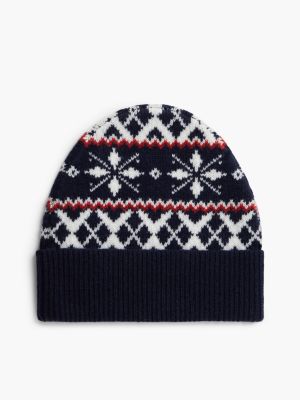 Мужская шапка Tommy Hilfiger Fair Isle Wool-Blend Beanie, цвет: Космический синий — фото 2