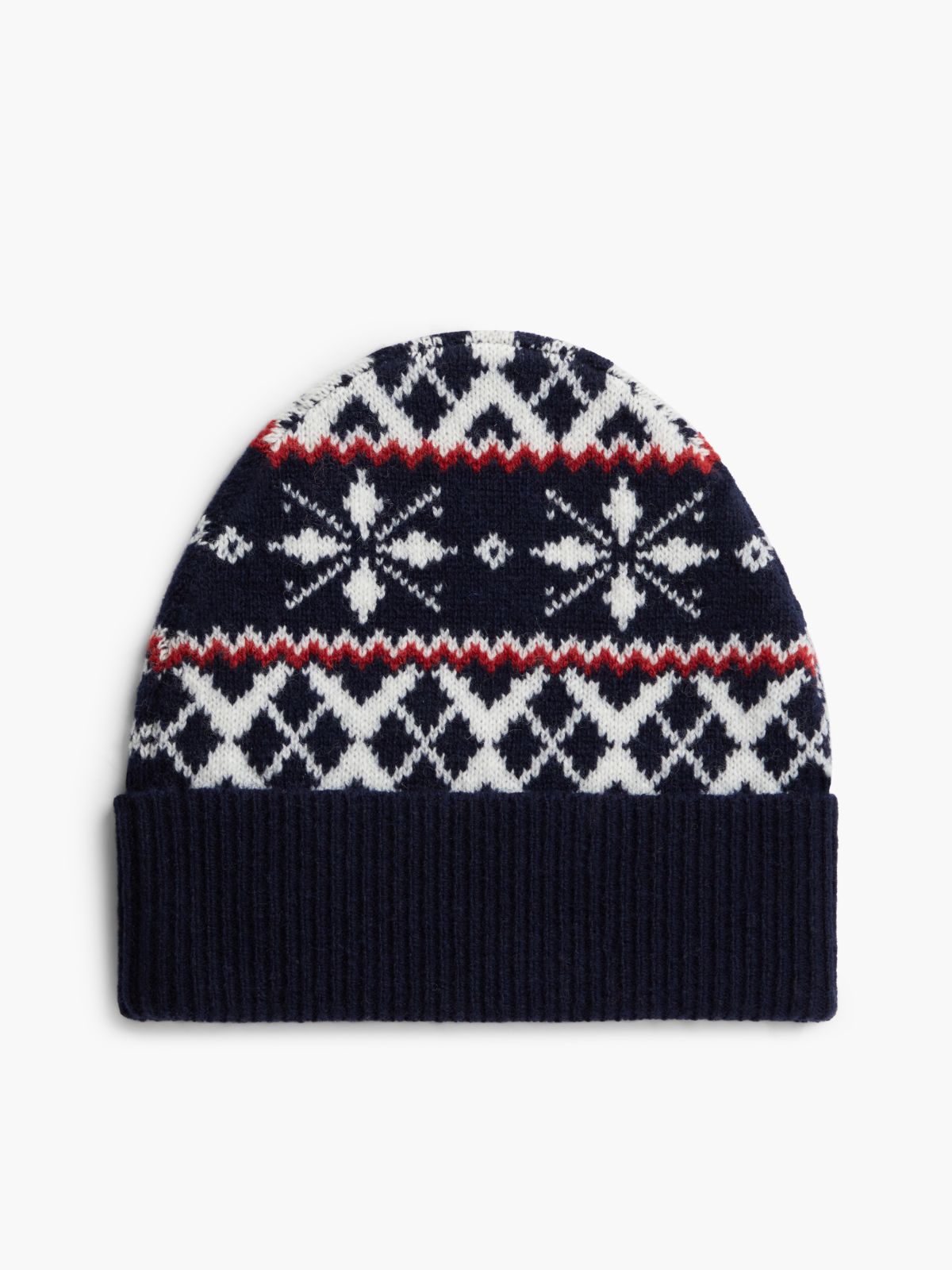 Fair Isle Wool-Blend Beanie — Space Blue
