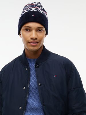 Мужская шапка Tommy Hilfiger Fair Isle Wool-Blend Beanie, цвет: Космический синий — фото 4