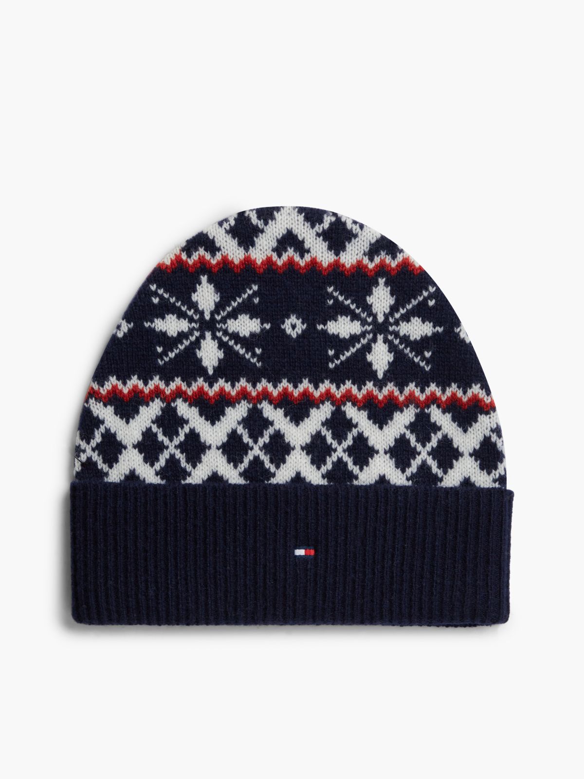 Fair Isle Wool-Blend Beanie — Space Blue