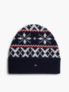 Fair Isle Wool-Blend Beanie — Space Blue 1