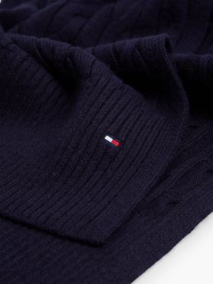 Мужской шарф Tommy Hilfiger Cable Knit Wool-Blend, цвет: Космический синий — фото 2