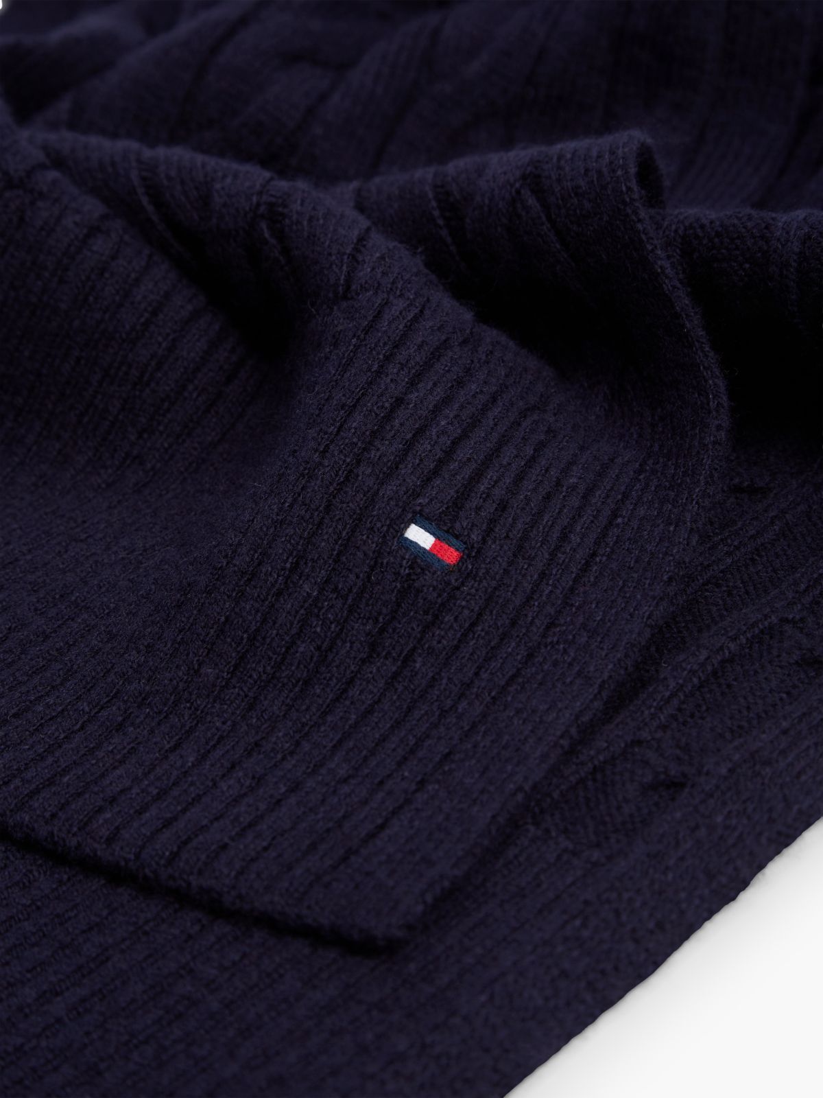 Cable Knit Wool-Blend Scarf — Space Blue