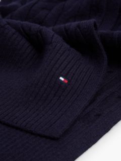 Cable Knit Wool-Blend Scarf — Space Blue 2