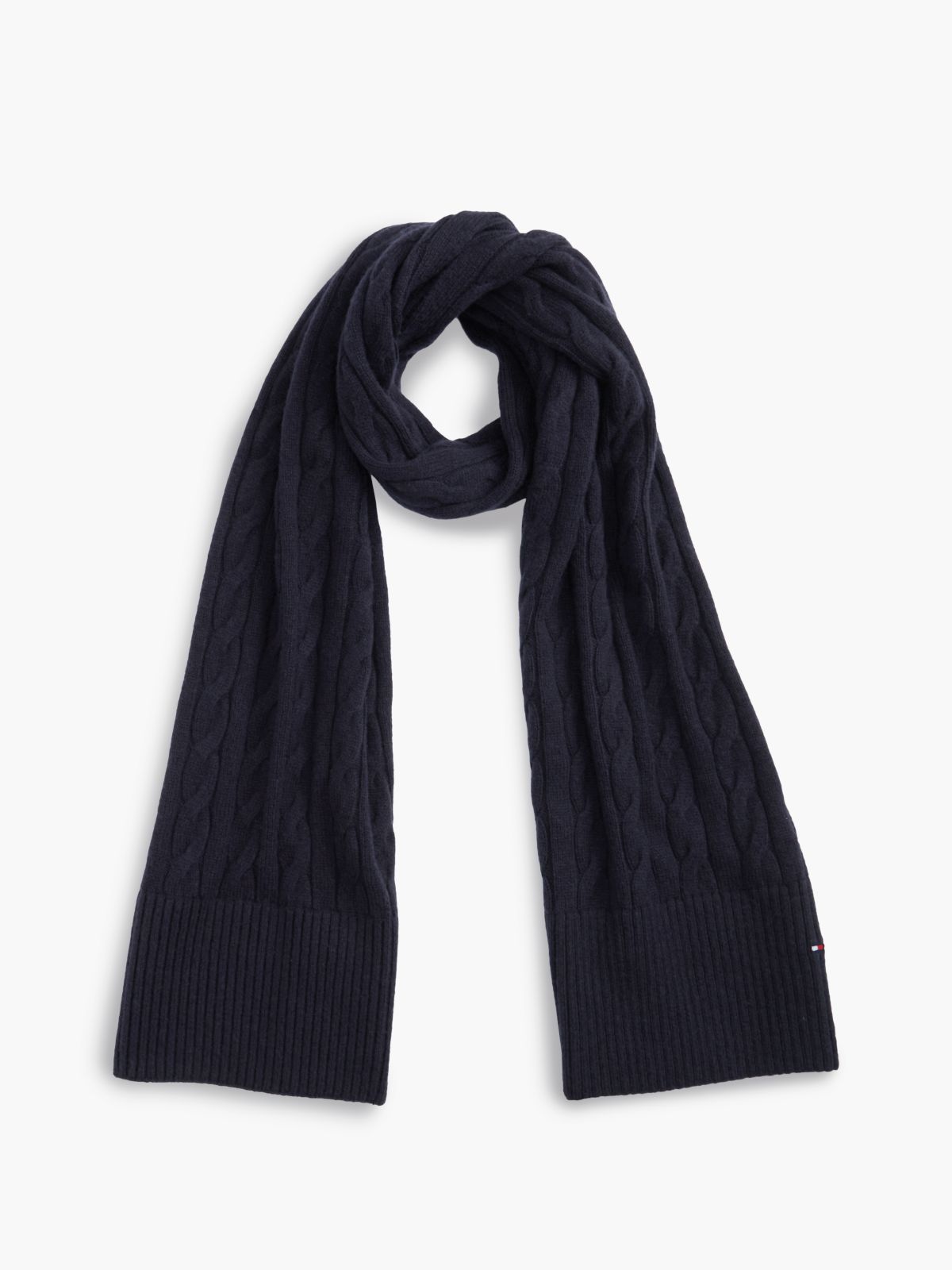 Cable Knit Wool-Blend Scarf — Space Blue
