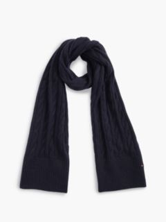 Cable Knit Wool-Blend Scarf — Space Blue 1