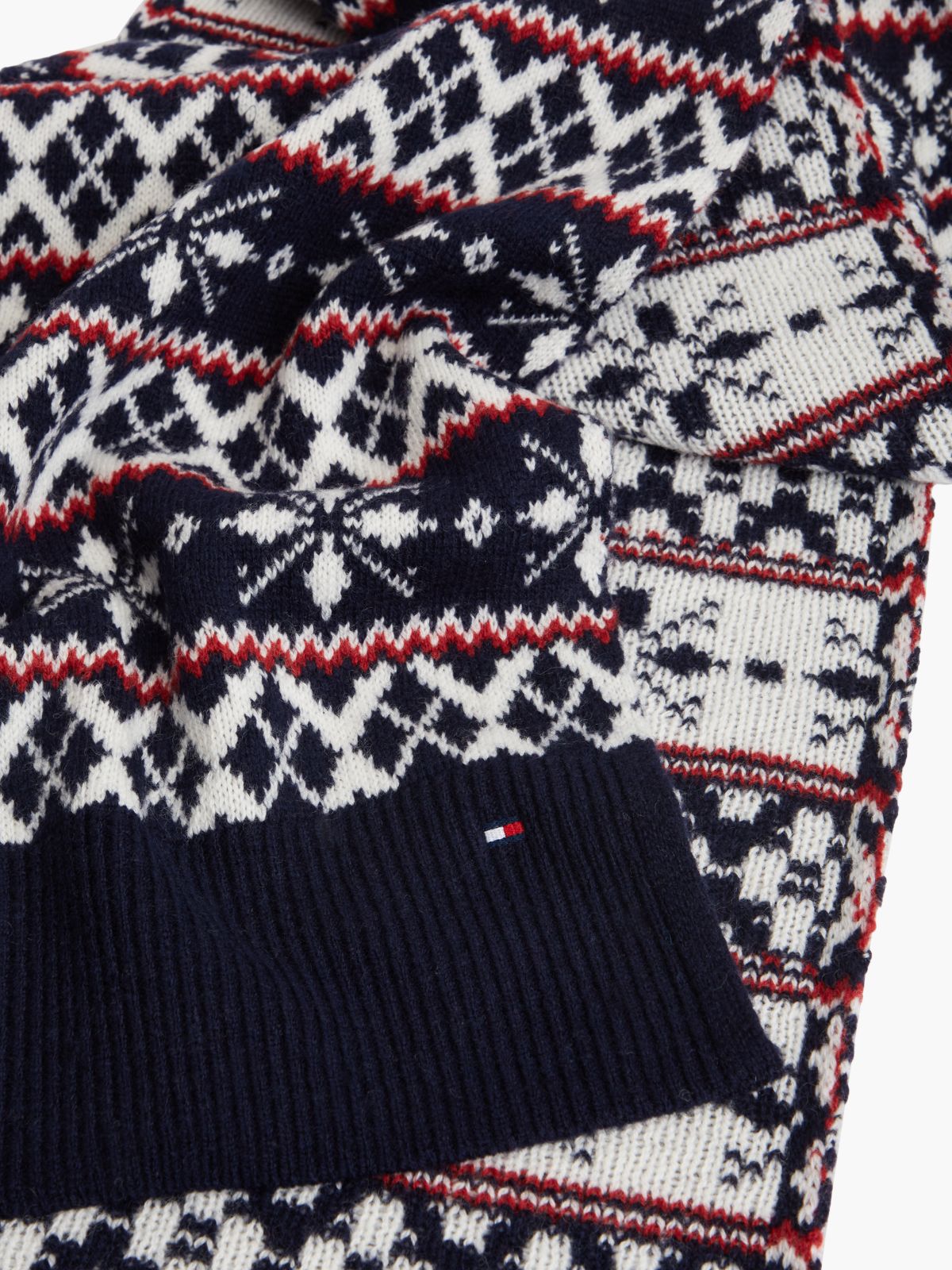 Fair Isle Wool-Blend Scarf — Space Blue