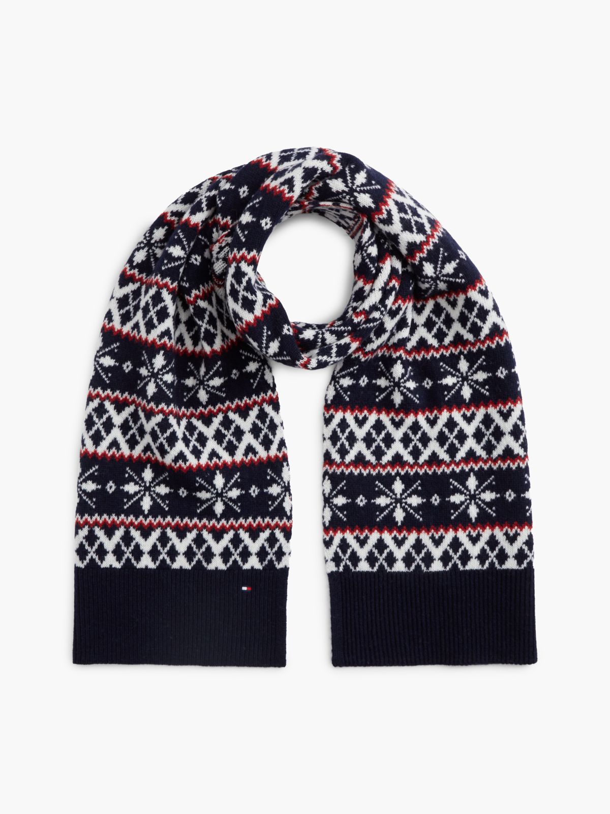 Fair Isle Wool-Blend Scarf — Space Blue