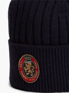 Crest Logo Patch Wool-Blend Beanie — Space Blue 3