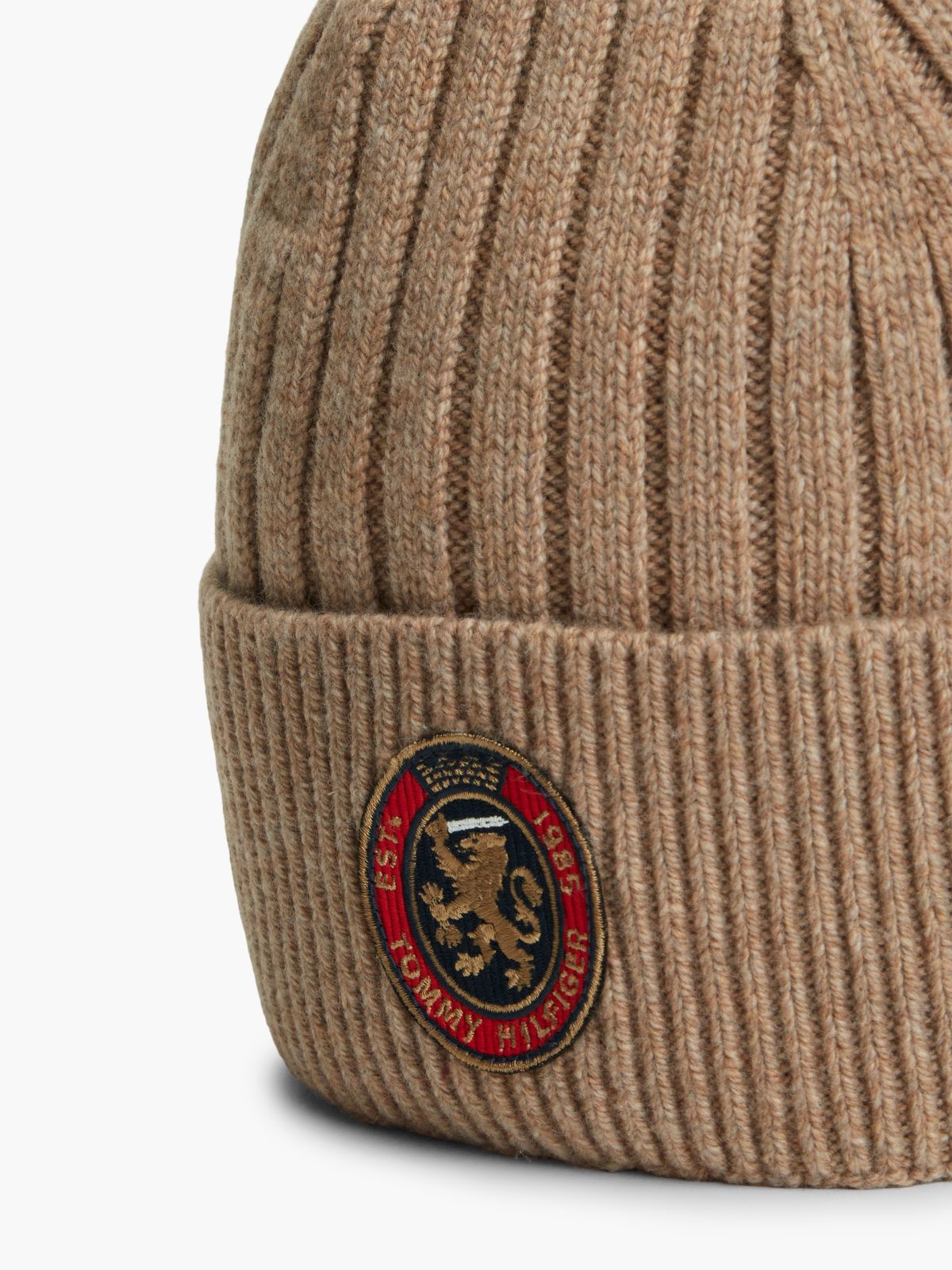 Crest Logo Patch Wool-Blend Beanie — Southern Tan